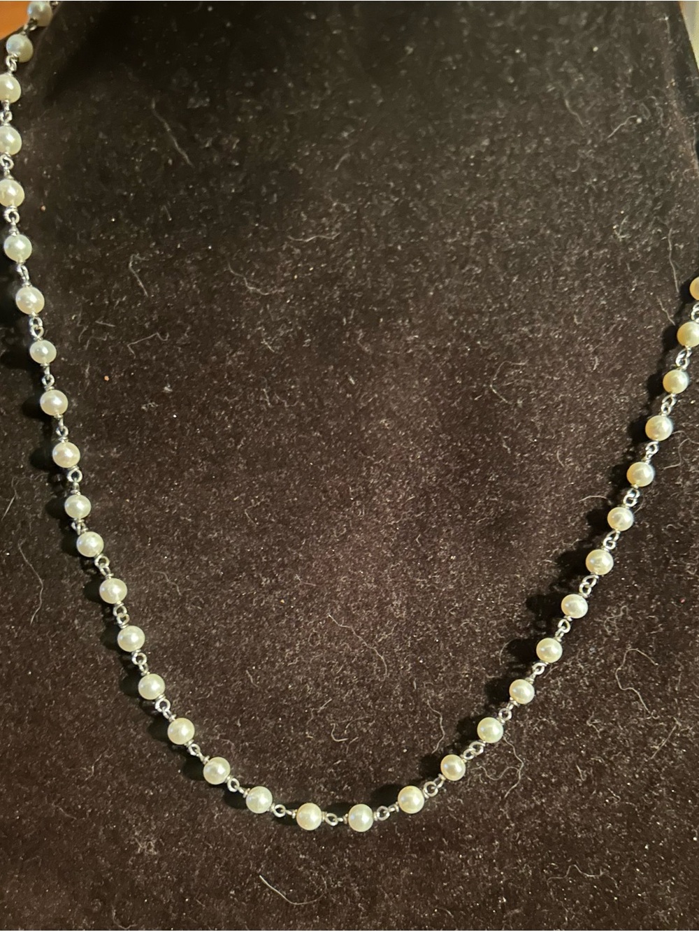 Sterling silver Pearl Bead Chain Necklace - Classic White